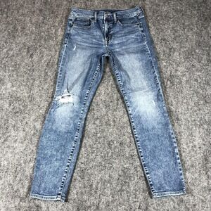 GAP Women's 6 Blue True Skinny Ankle Mid Rise Distressed‎ Stretch Jeans